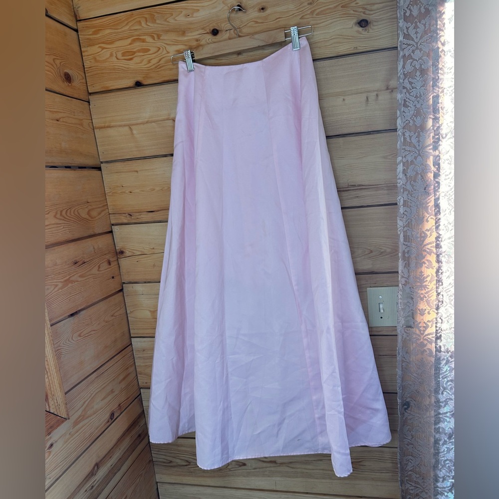 Vintage Light Pink Satin A-Line Formal Prom Maxi Skirt Womens Size 5 6